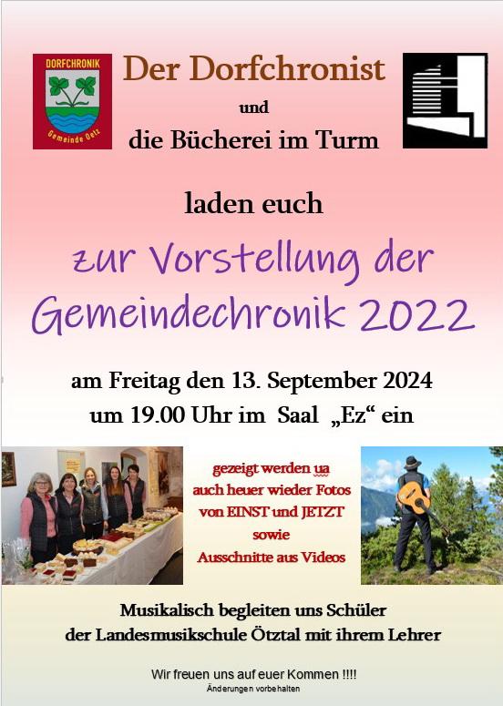 Einladung zum Chronistenabend am 13.09.2024